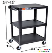 24" Wide Adjustable Height Media Mobile Cart.