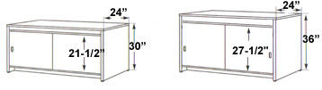 Tables are modular and available in two height.