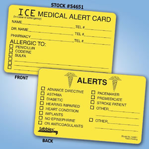 Medical Alert Card.