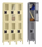 Double-Tier Steel Lockers With Legs.