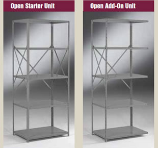 Q Line Shelving, Starter and Adder Unit.